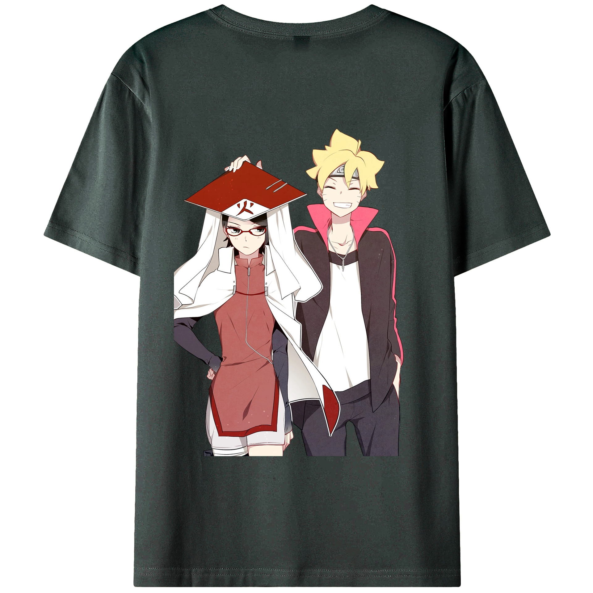 （画像用） NARUTO -ナルト- うちは サラダ Uchiha Sarada 綿100％ メンズ半袖Tシャツ（バックプリント） 通気性